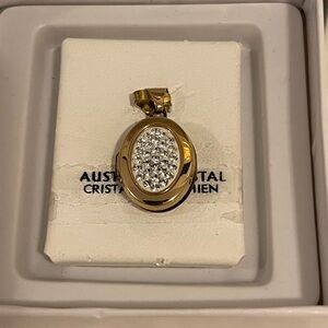 Estate Piece - "Rare" 10K Gold Australian Crystal Oval Locket Pendant